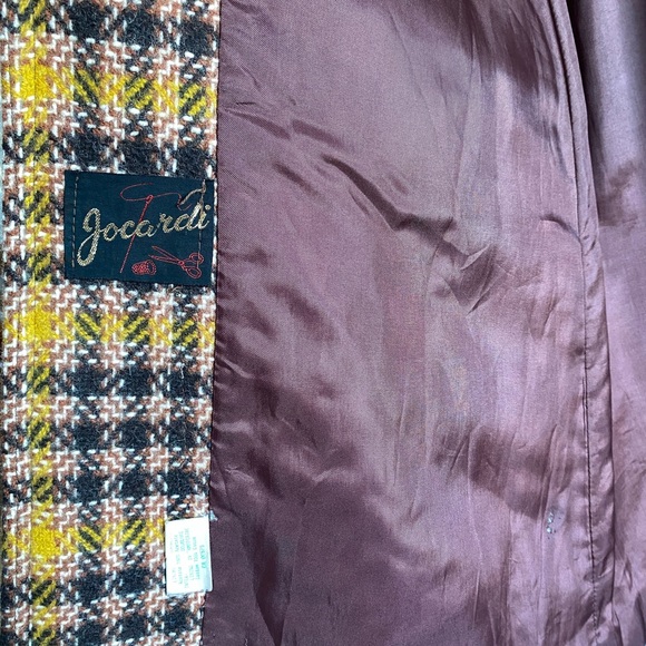 Price firm 70s VINTAGE Wool plaid tweed wide lapel belted trench pea tailored - Picture 11 of 14